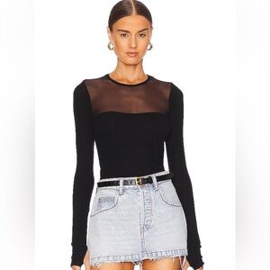 Michael Lauren Oslo Mesh Top in Black long sleeve mesh thumbholes small